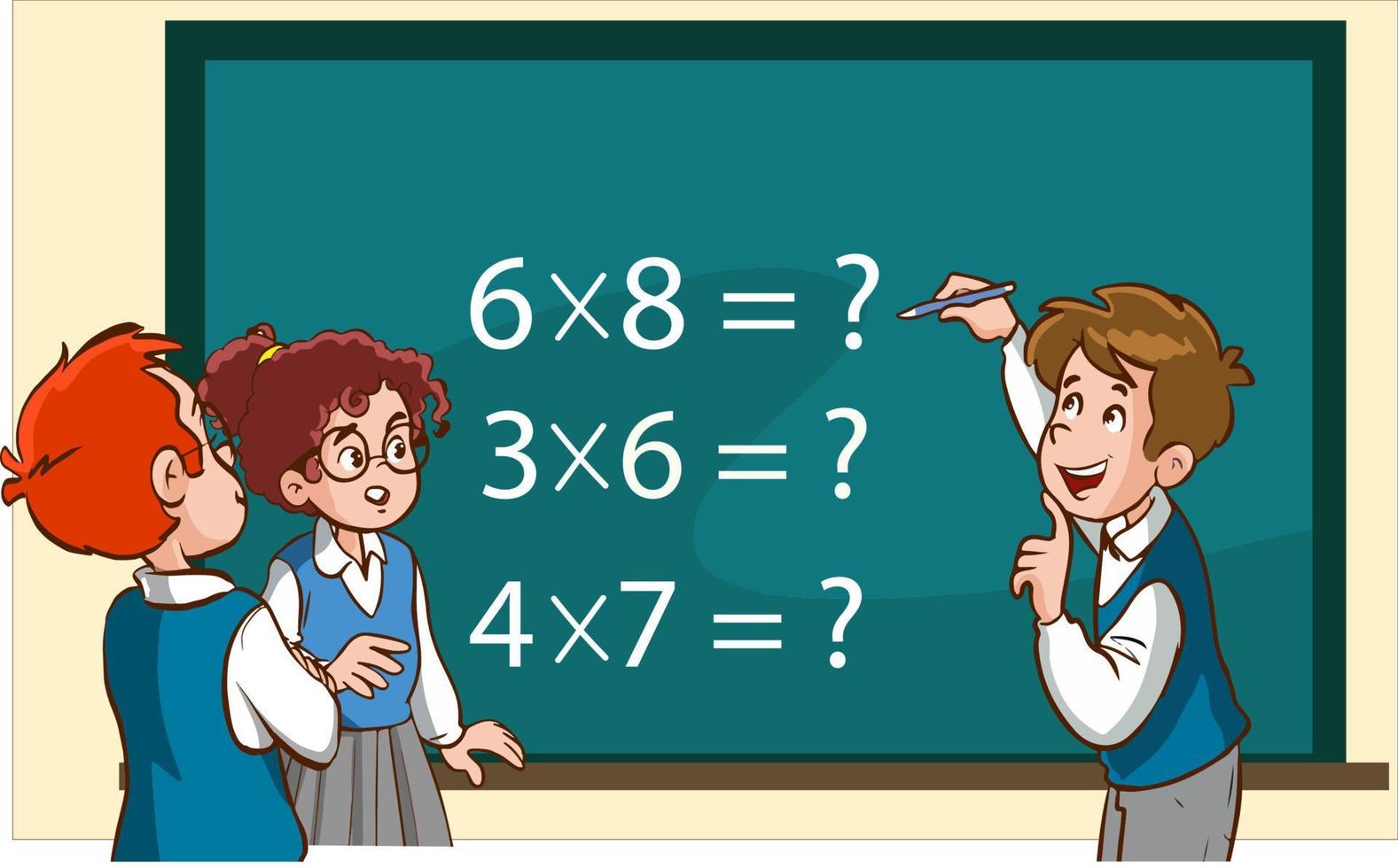 teacher and students are studying in the classroom cartoon vector