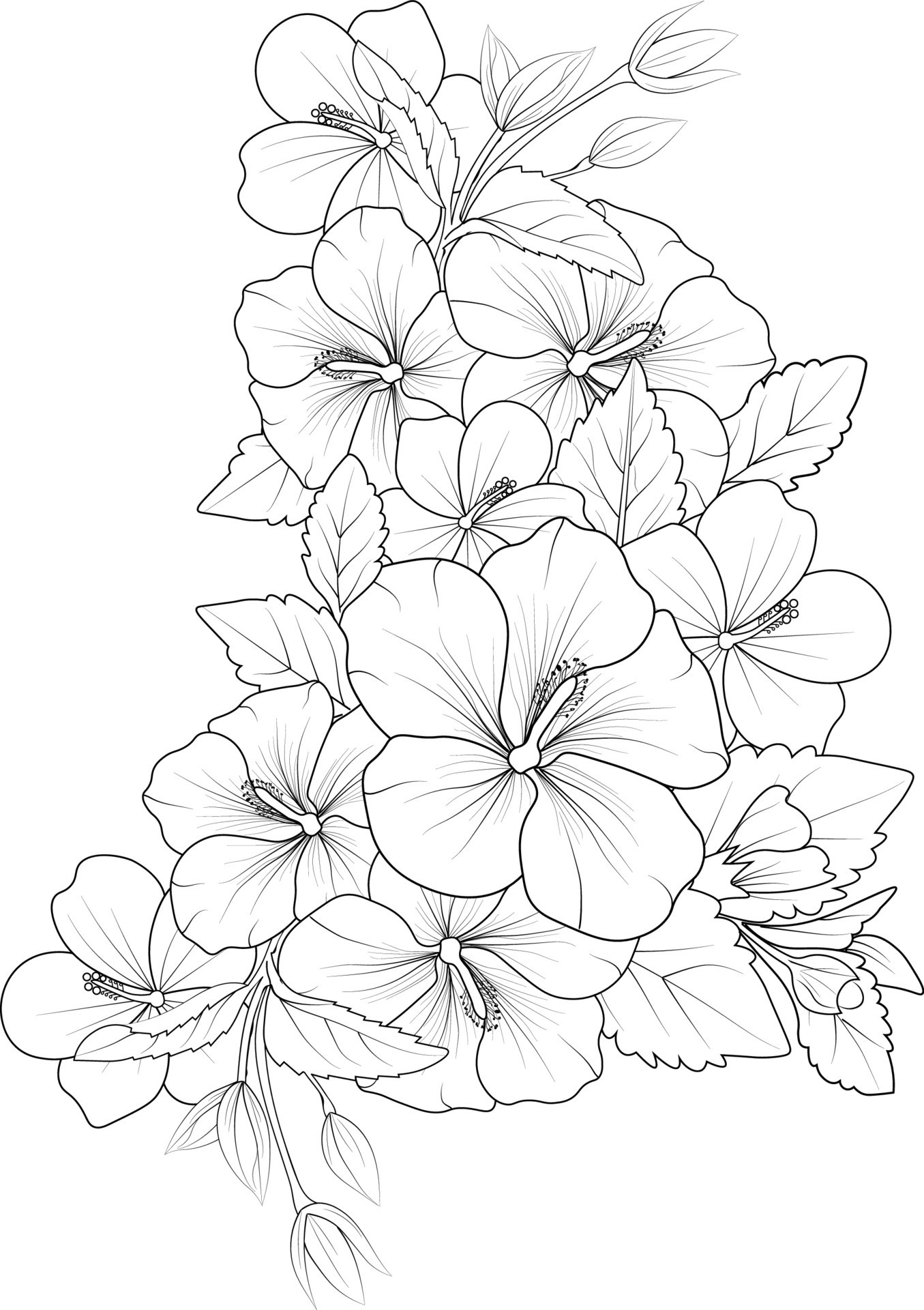 Hand Drawn Pencil Sketch Coloring Page