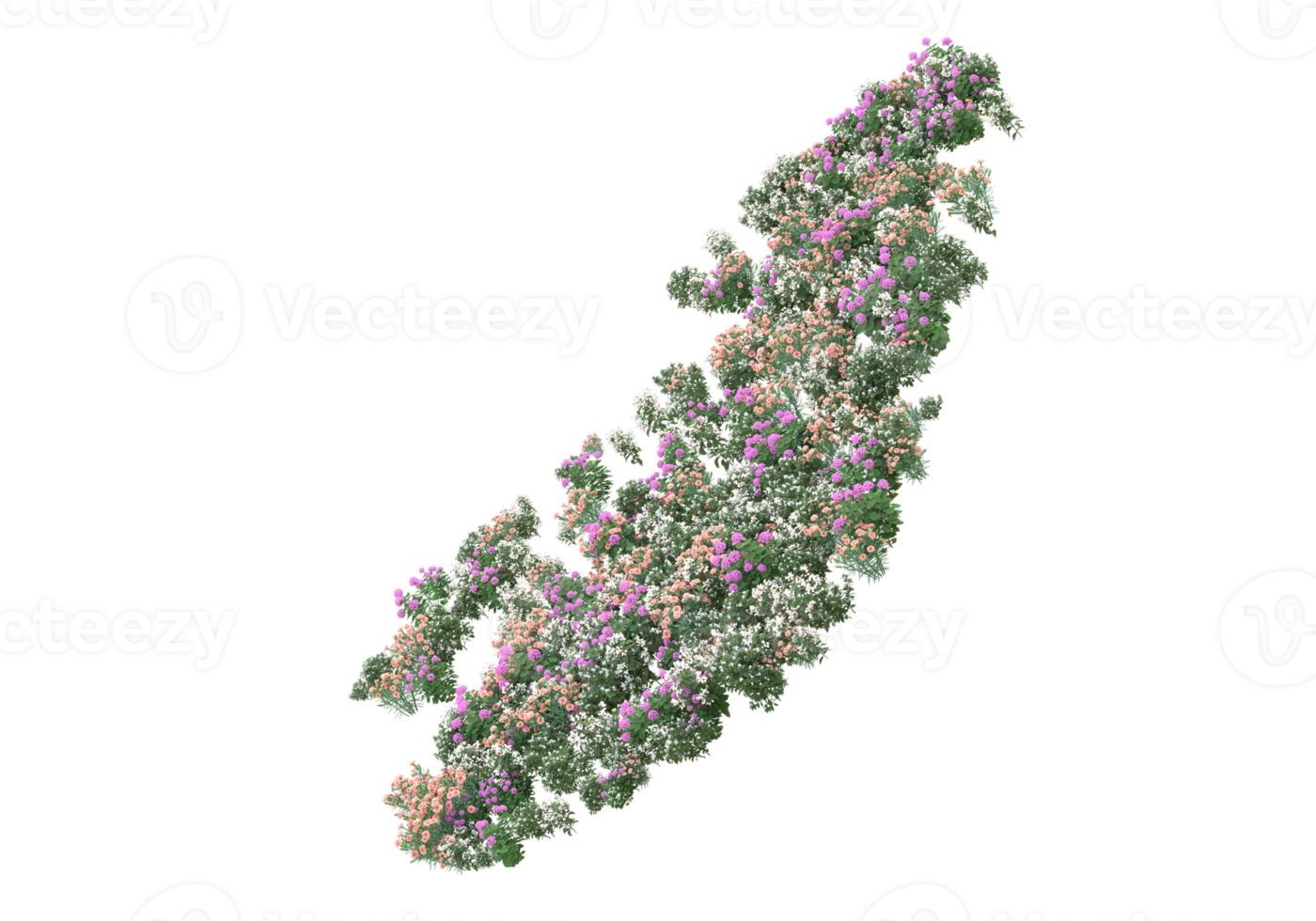 Gras mit Blumen isoliert auf transparentem Hintergrund. 3D-Rendering - Abbildung png