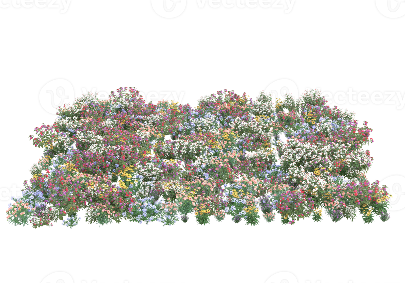 Grass with flowers isolated on transparent background. 3d rendering - illustration png