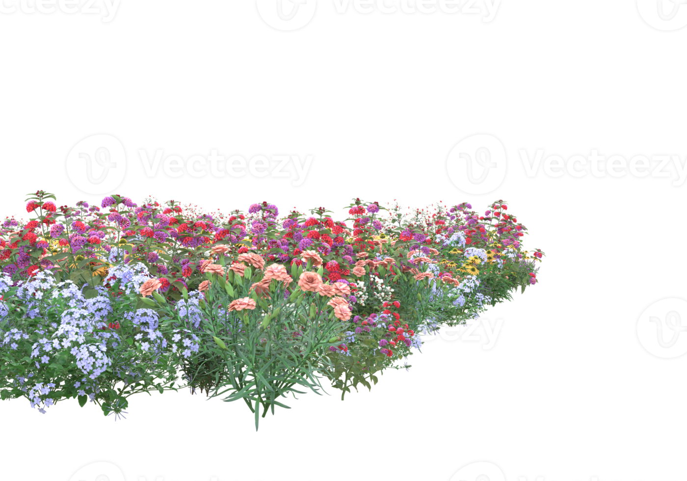 Grass with flowers isolated on transparent background. 3d rendering - illustration png