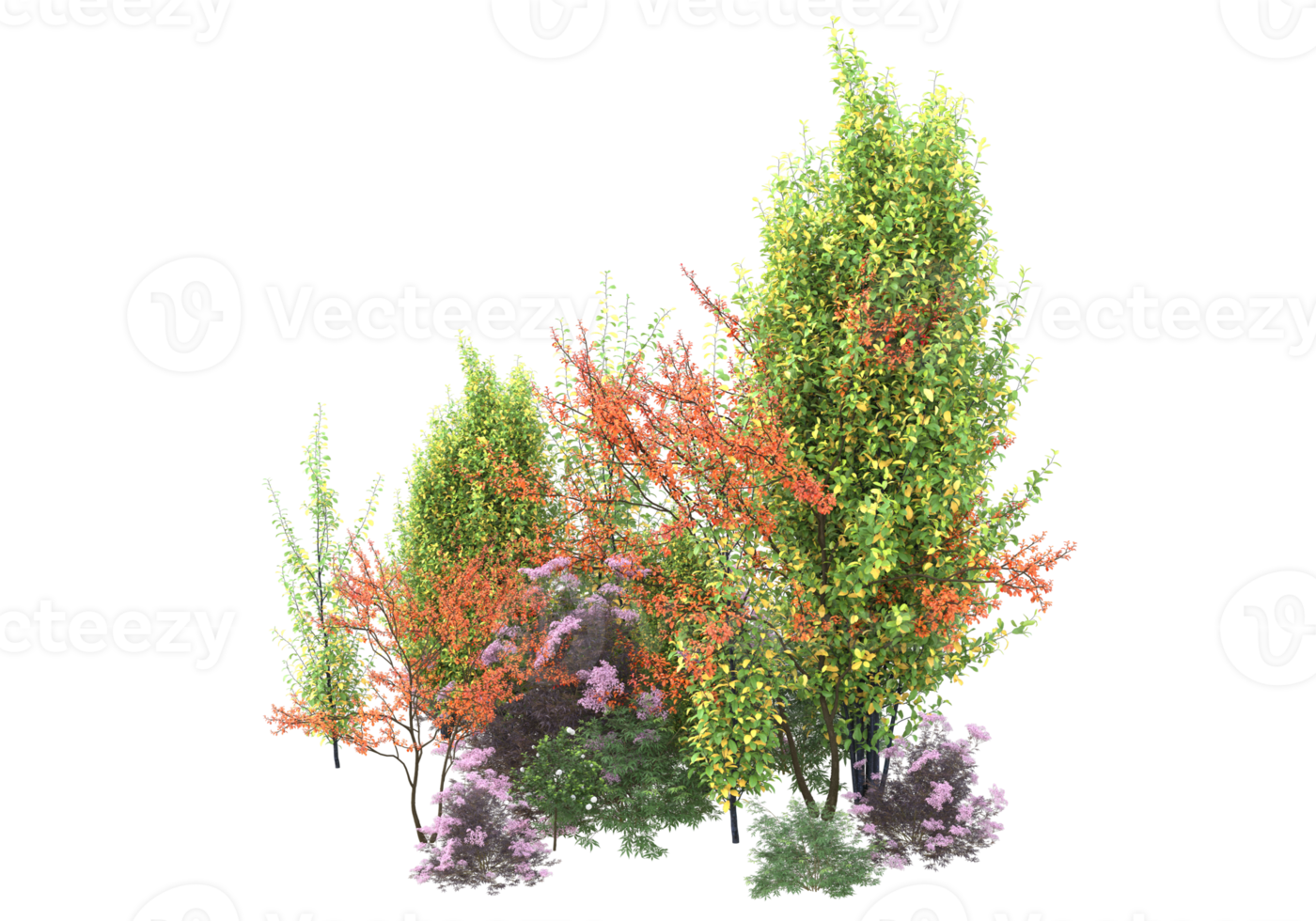 gras met bloemen geïsoleerd Aan transparant achtergrond. 3d renderen - illustratie png