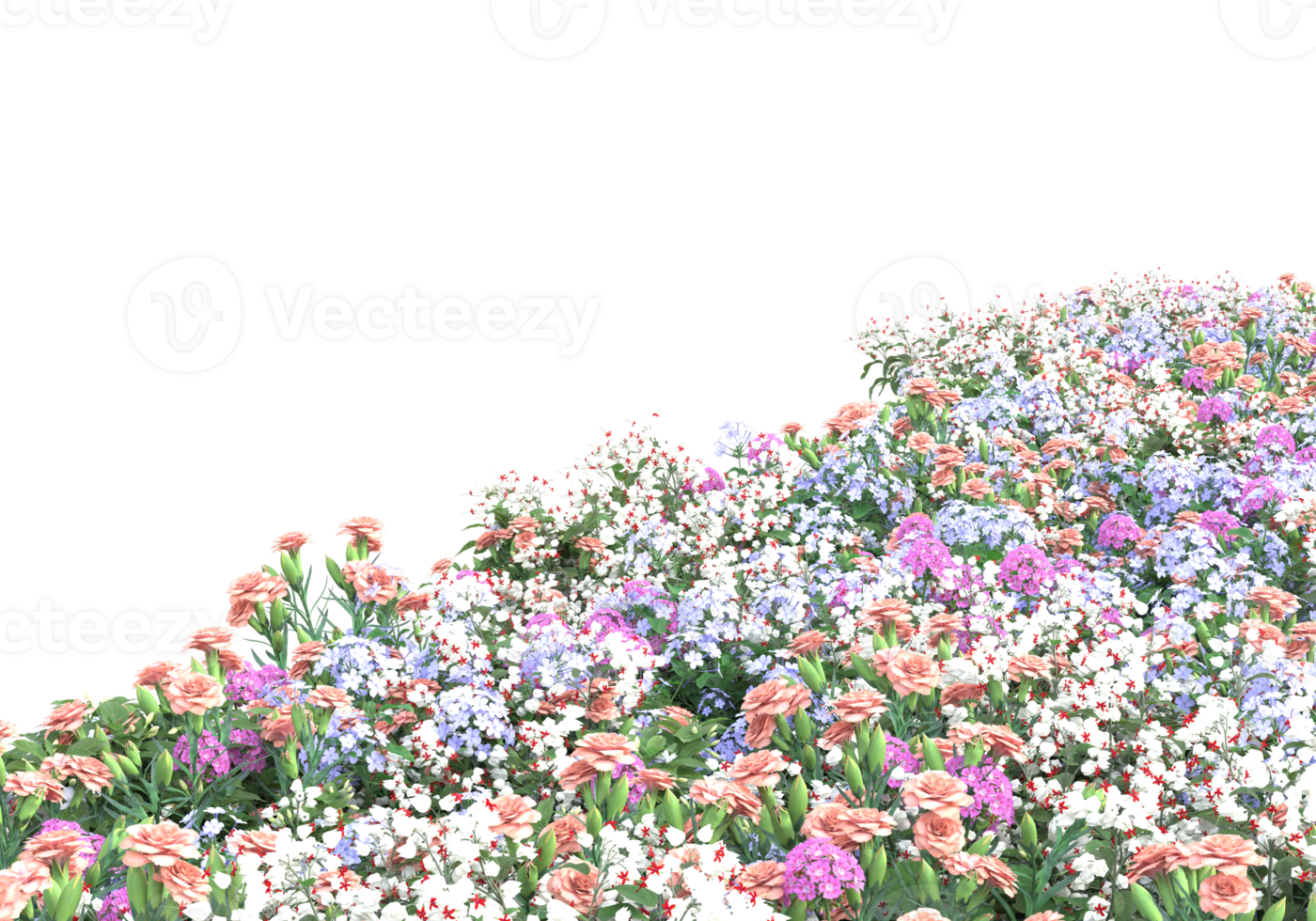 Grass with flowers isolated on transparent background. 3d rendering - illustration png
