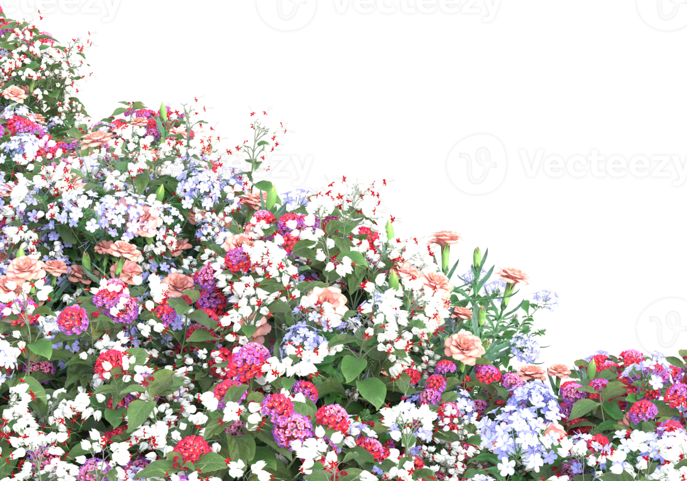 Grass with flowers isolated on transparent background. 3d rendering - illustration png
