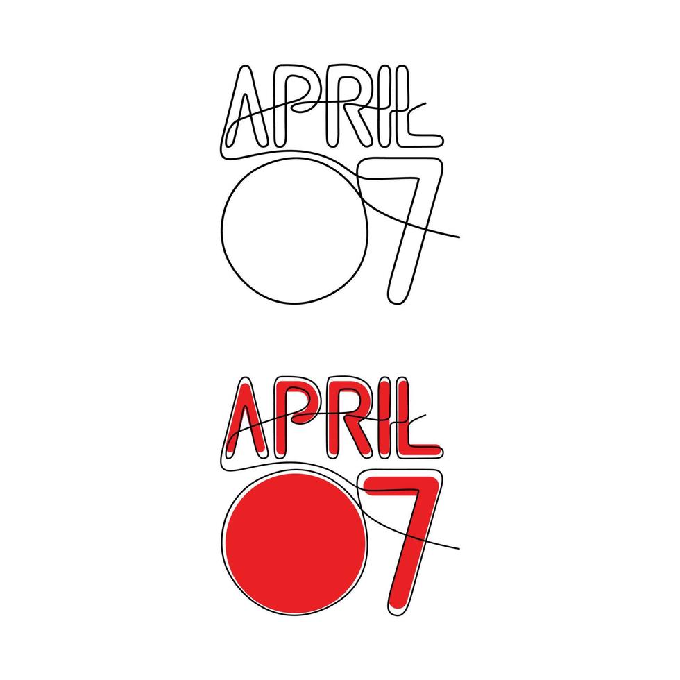 April 7 Typography Line Art. vector