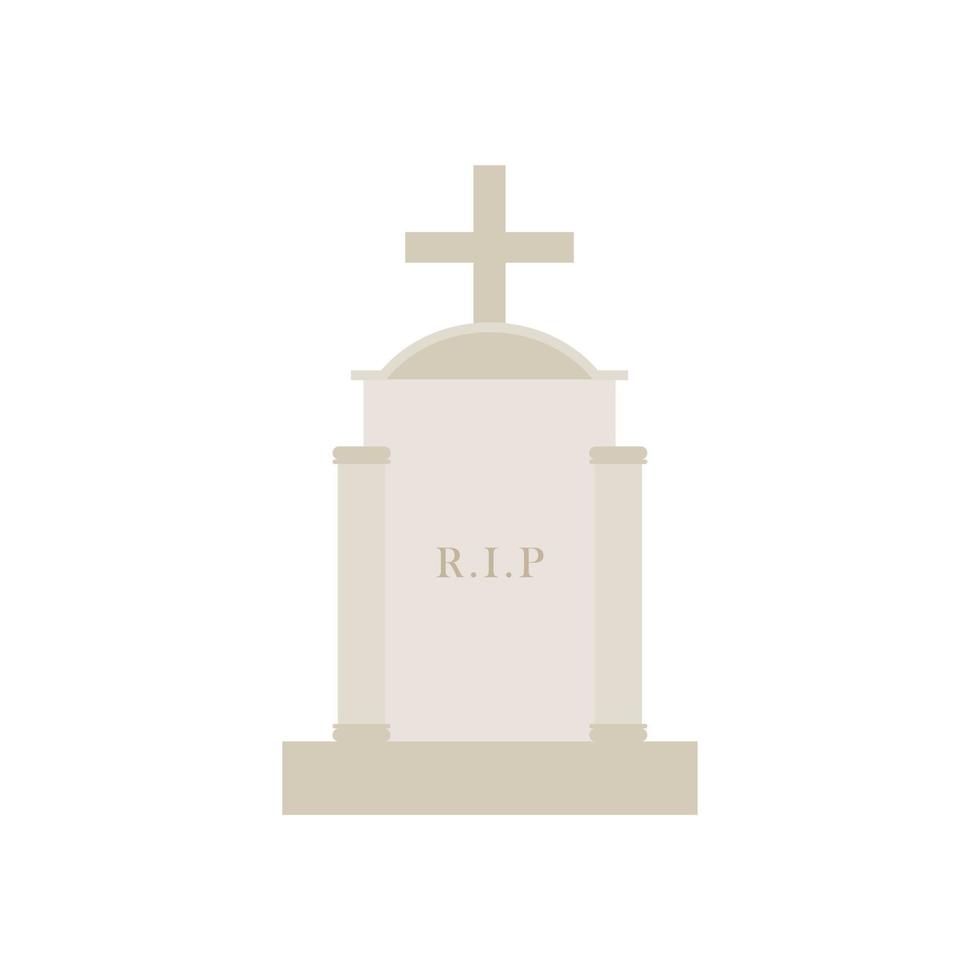 Ancient Headstone Flat design vector illustration. Vector flat style illustration gravestone with text R.I.P Tombstone icon.