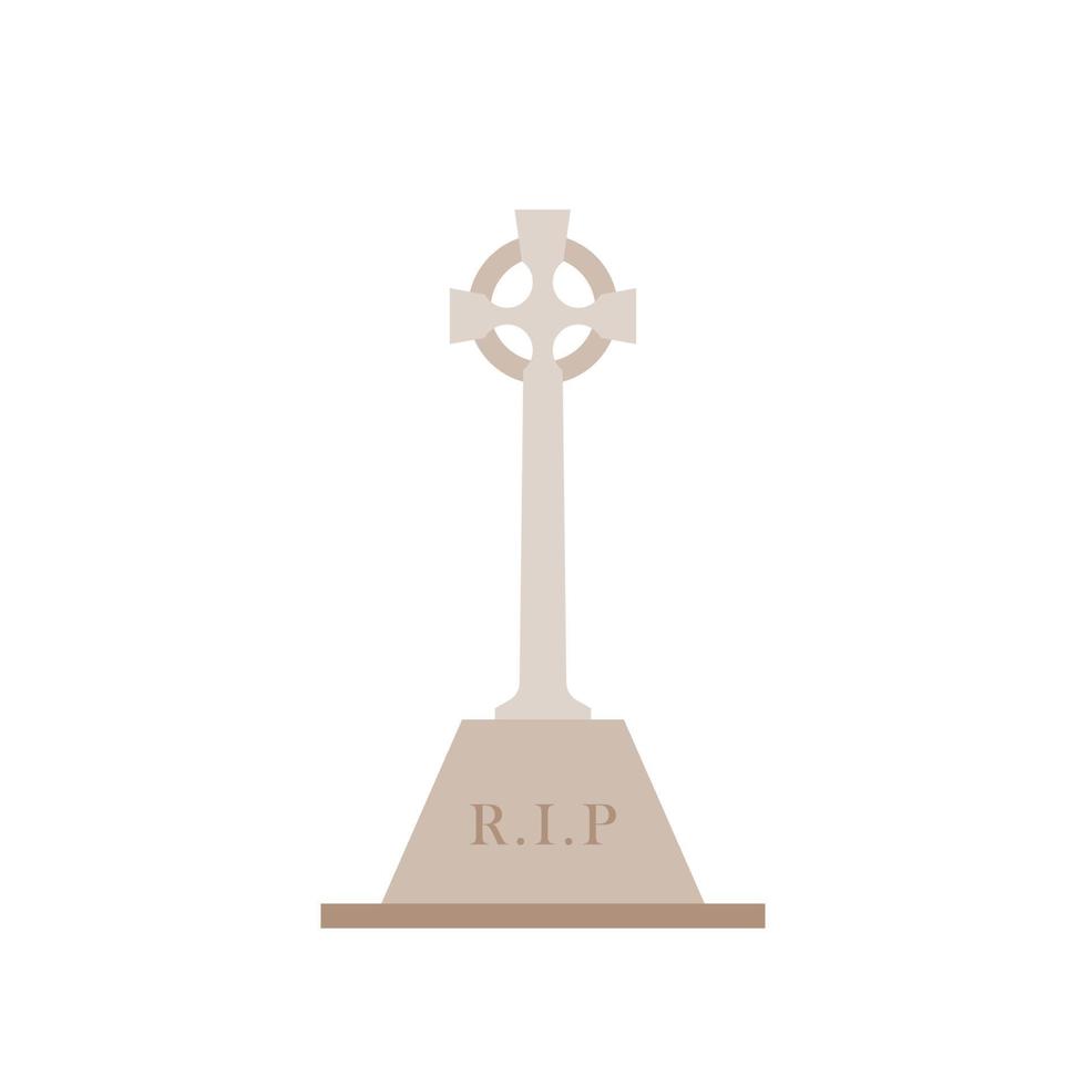 Ancient Headstone Flat design vector illustration. Vector flat style illustration gravestone with text R.I.P Tombstone icon.