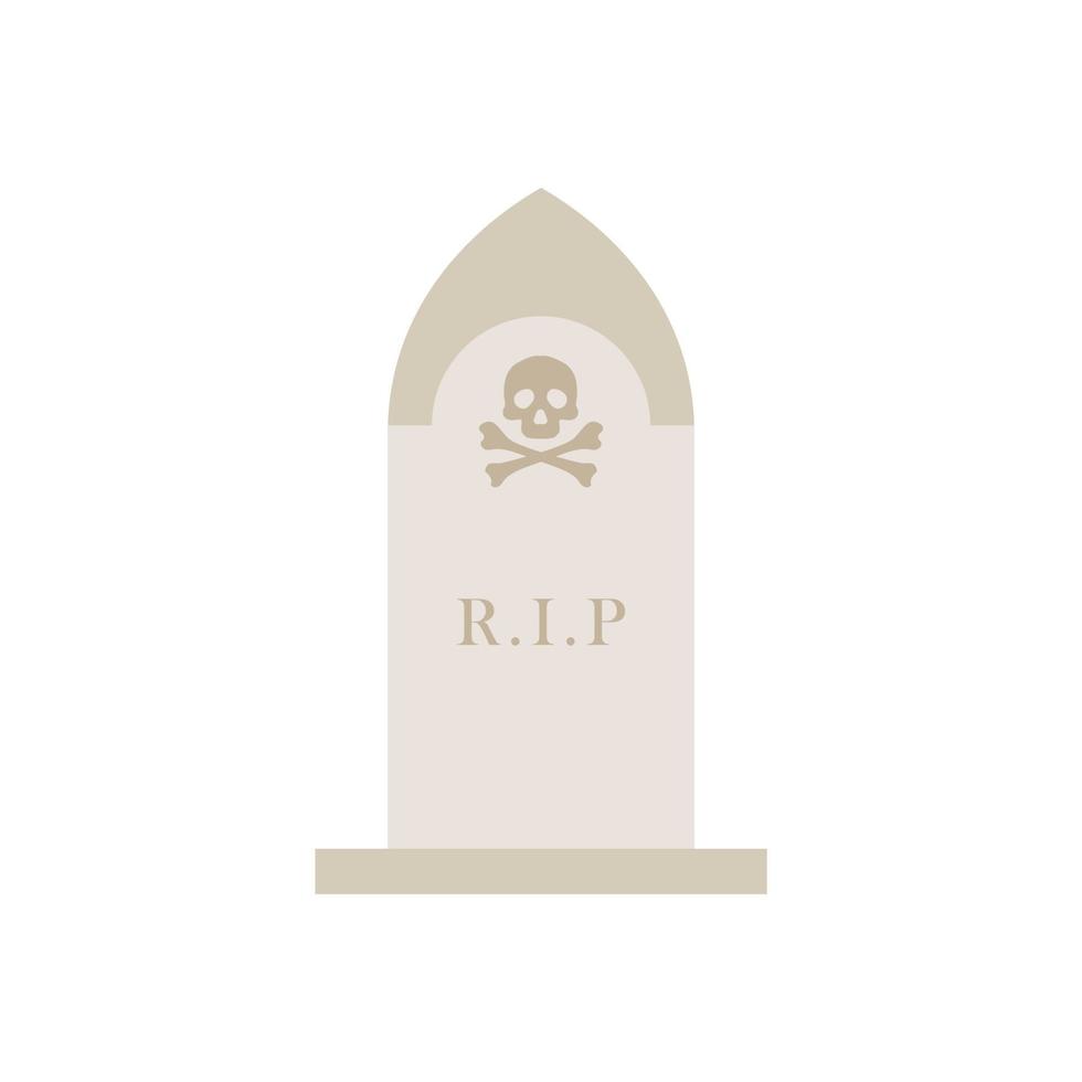 Ancient Headstone Flat design vector illustration. Vector flat style illustration gravestone with text R.I.P Tombstone icon.