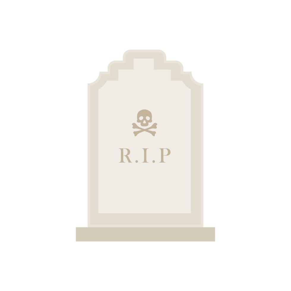 Ancient Headstone Flat design vector illustration. Vector flat style illustration gravestone with text R.I.P Tombstone icon.