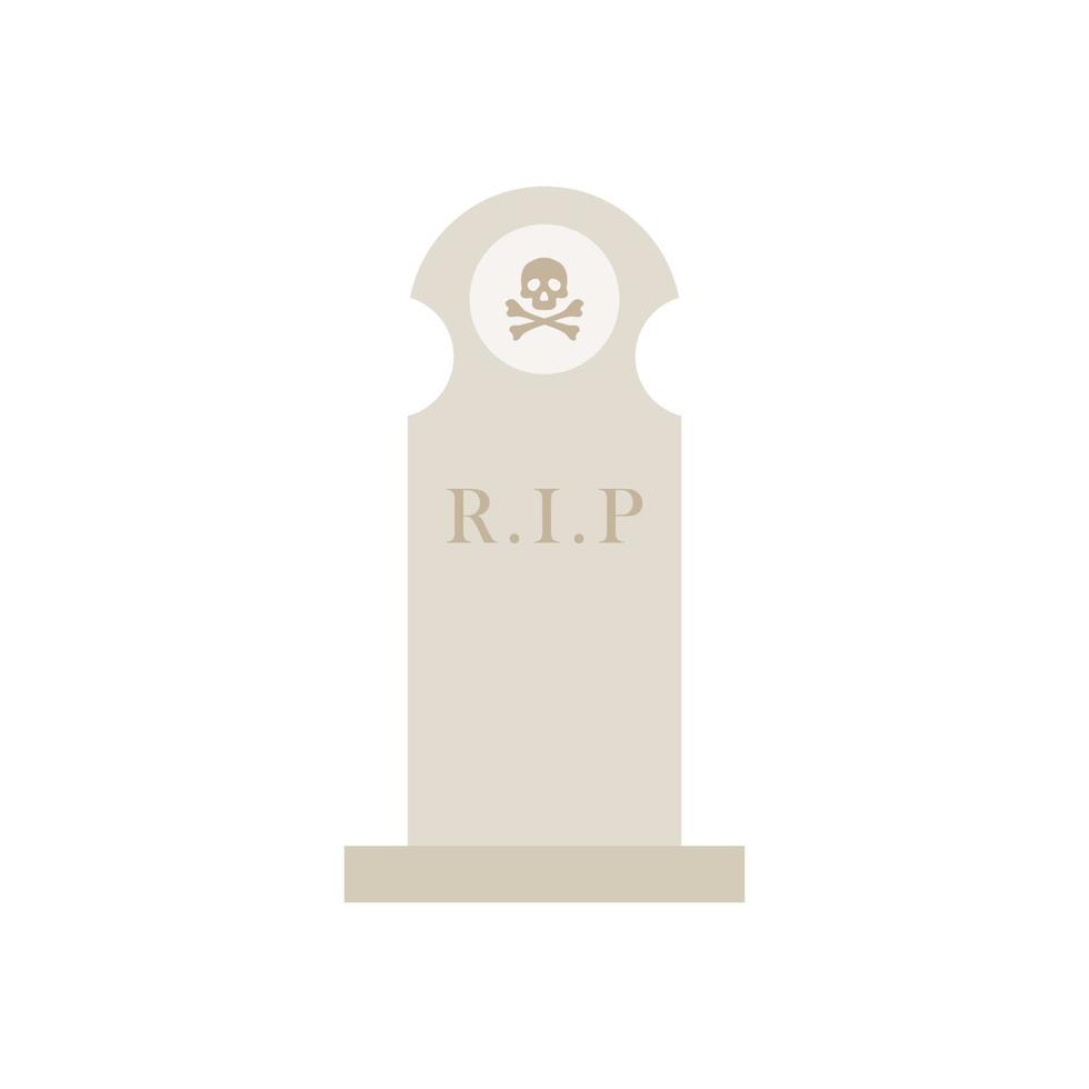 Ancient Headstone Flat design vector illustration. Vector flat style illustration gravestone with text R.I.P Tombstone icon.