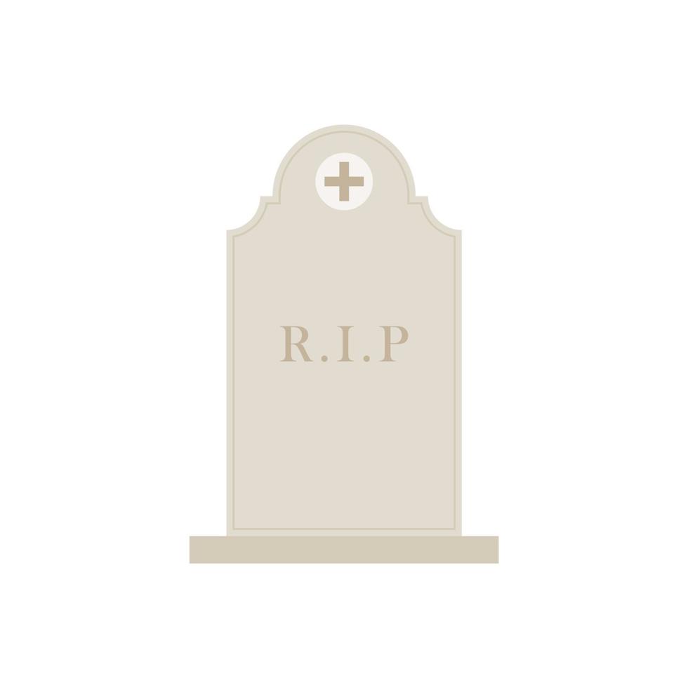 Ancient Headstone Flat design vector illustration. Vector flat style illustration gravestone with text R.I.P Tombstone icon.