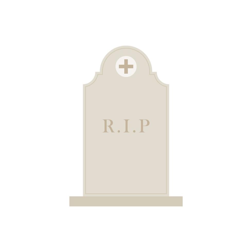 Ancient Headstone Flat design vector illustration. Vector flat style illustration gravestone with text R.I.P Tombstone icon.