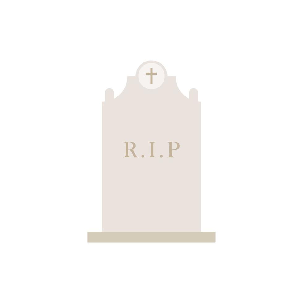 Ancient Headstone Flat design vector illustration. Vector flat style illustration gravestone with text R.I.P Tombstone icon.