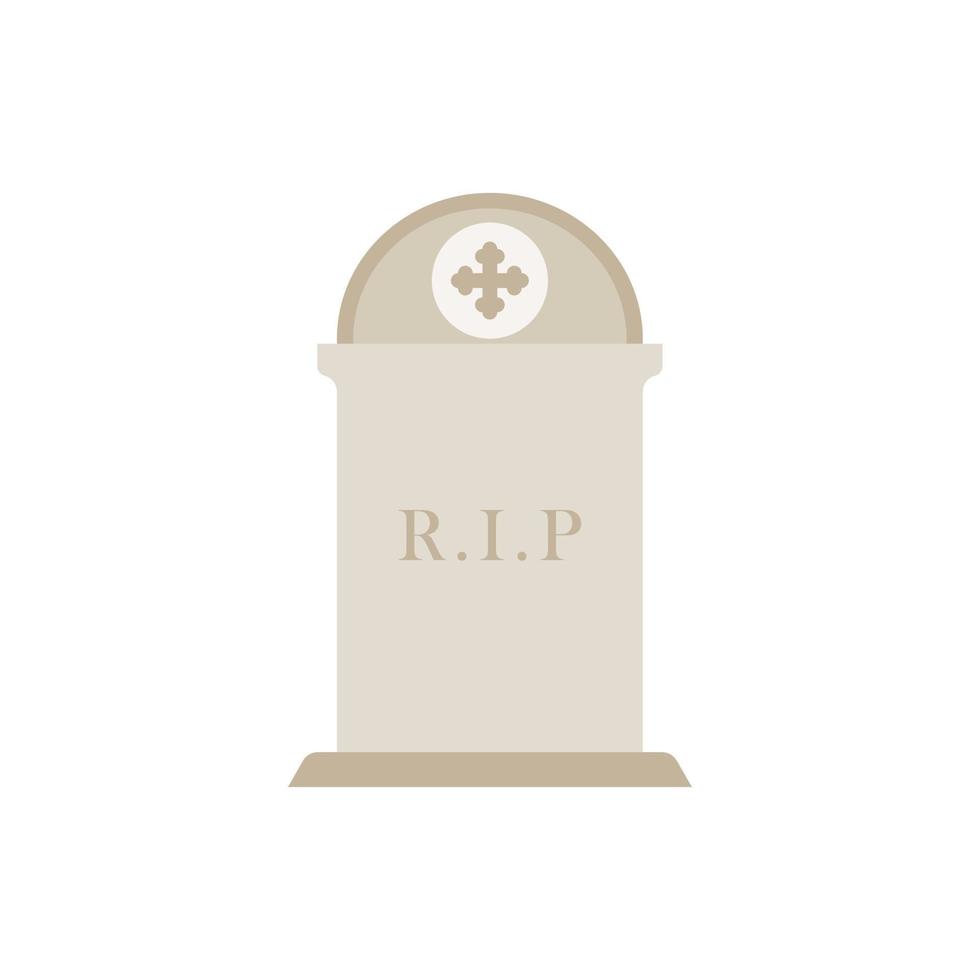 Ancient Headstone Flat design vector illustration. Vector flat style illustration gravestone with text R.I.P Tombstone icon.