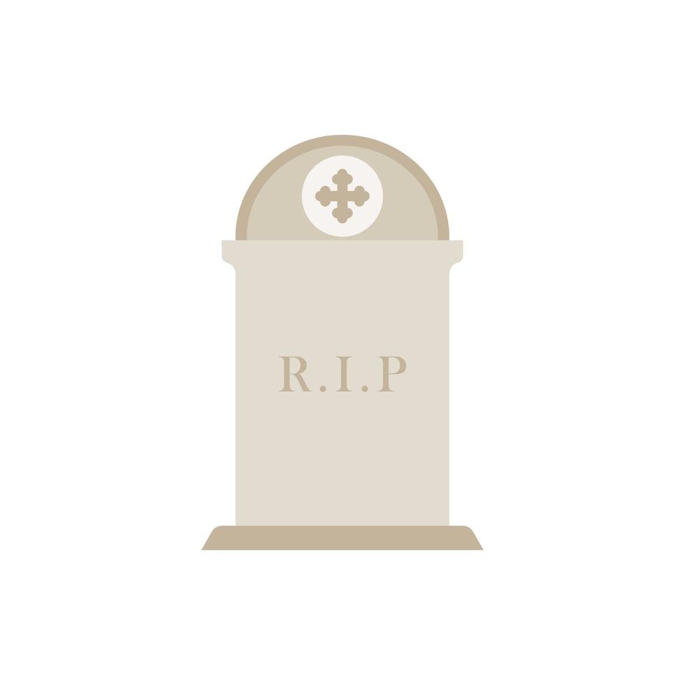 Ancient Headstone Flat design vector illustration. Vector flat style illustration gravestone with text R.I.P Tombstone icon.