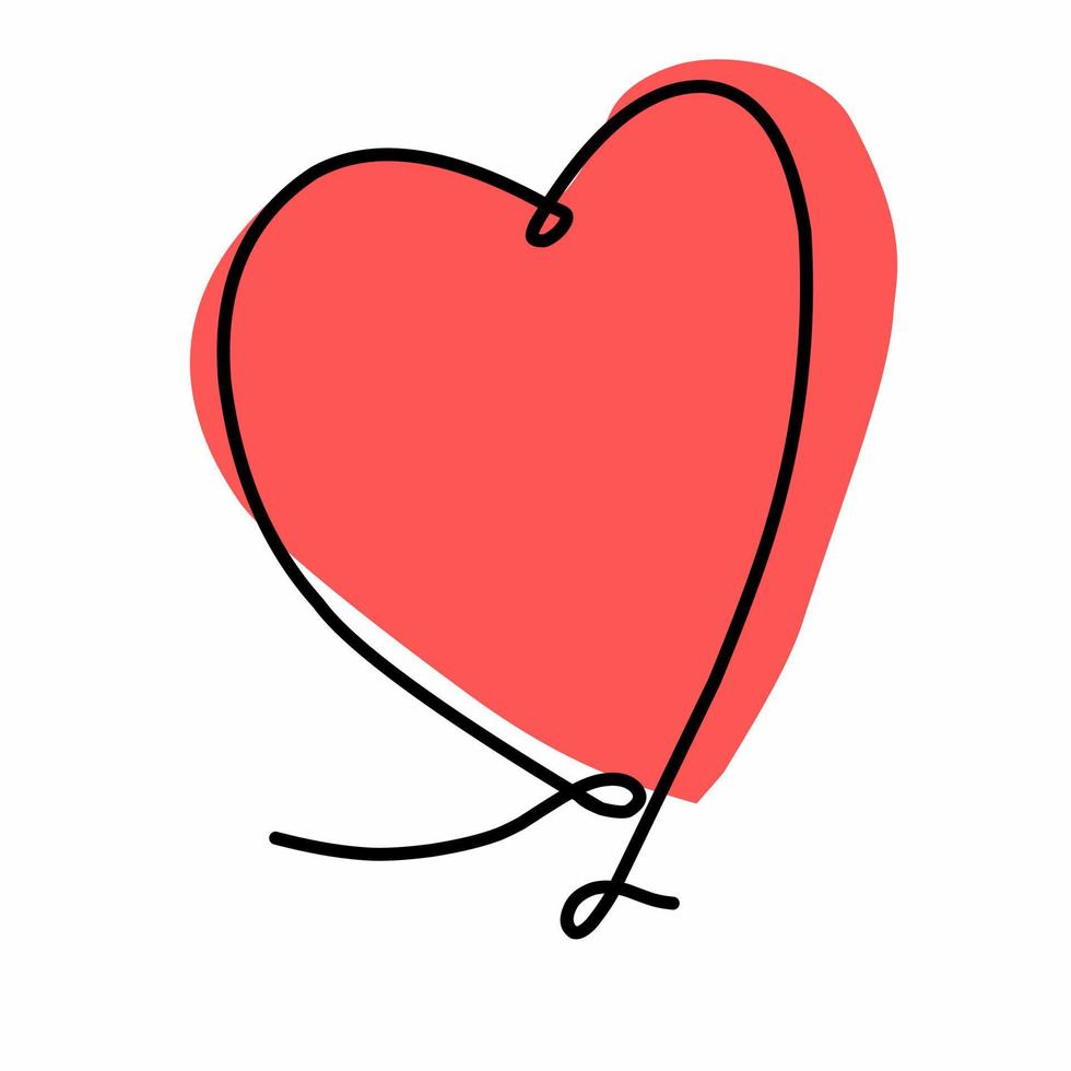 vector illustration. red love heart valentine's day special. flatdesign. Line art
