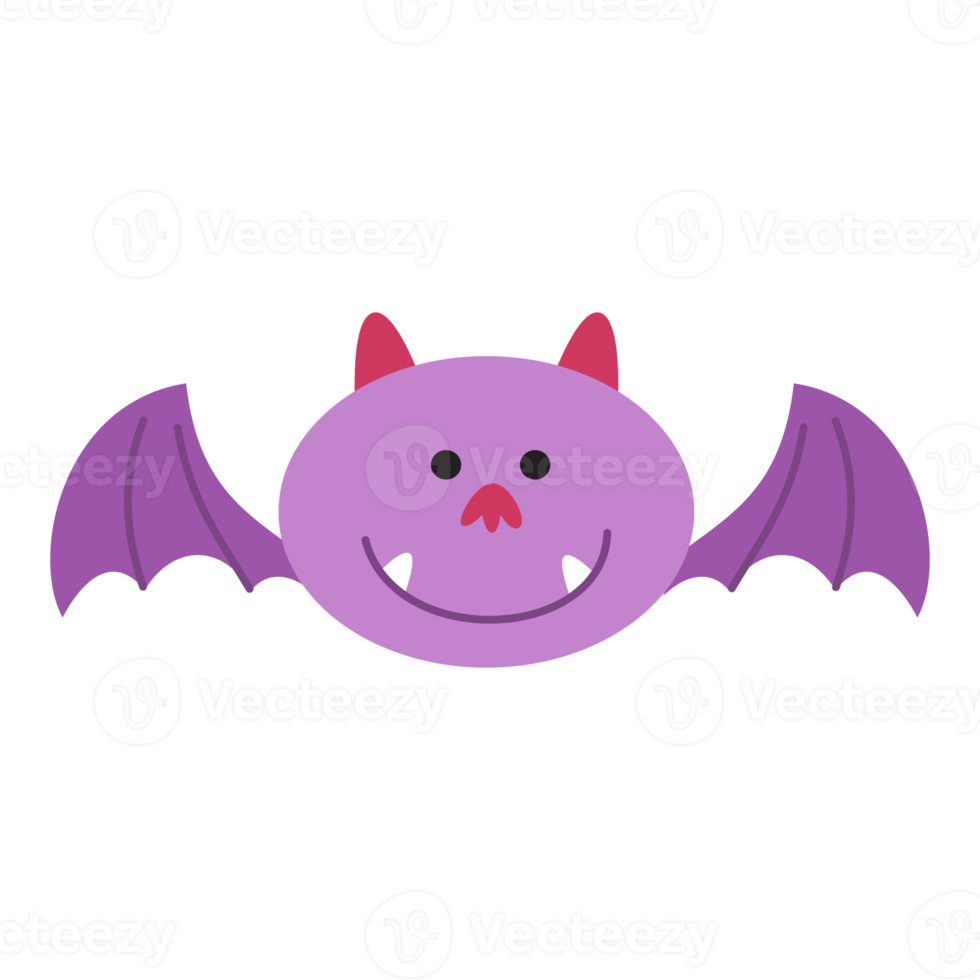 cute purple bat character png