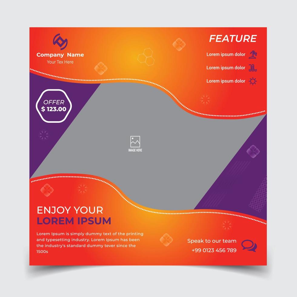 Happy travel, tour social media post template. USE social or web ads vector