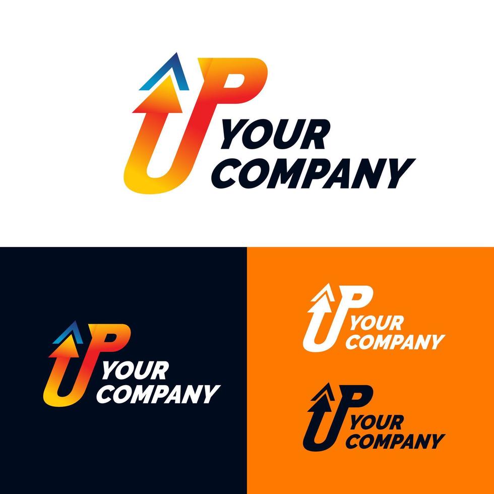 up logo design with letter U arrow shear for start up company vector
