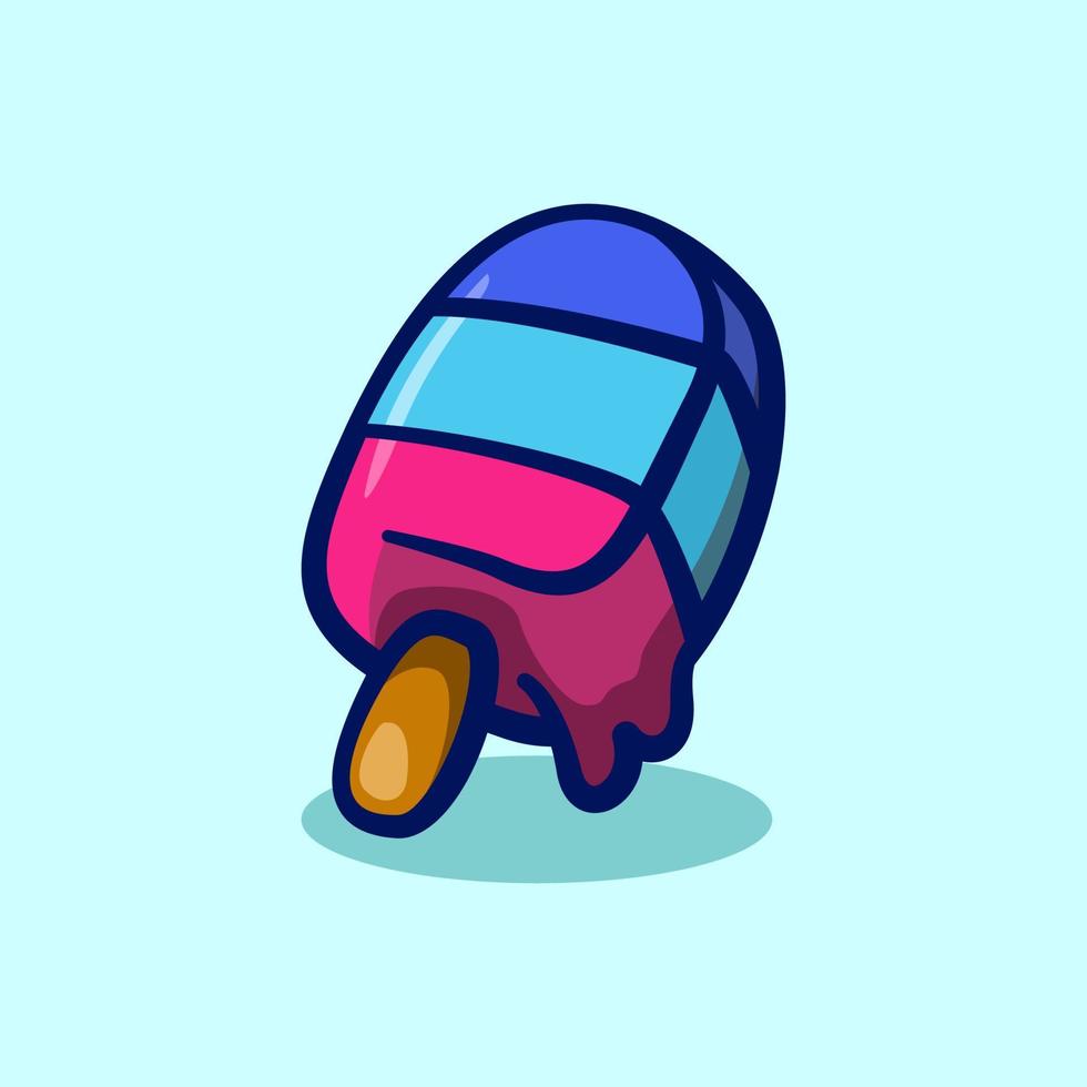 colorful stick ice cream cartoon illustration concept vector