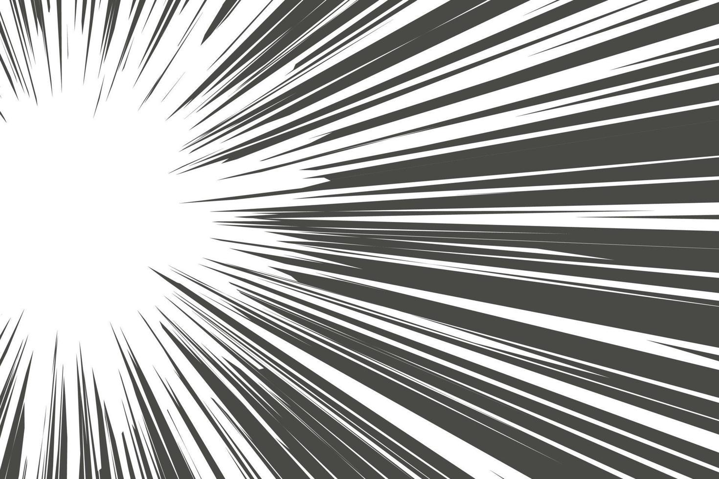 líneas de velocidad en el marco del libro de historietas manga. fondo de movimiento radial. explosión monocromática y resplandor de flash. vector