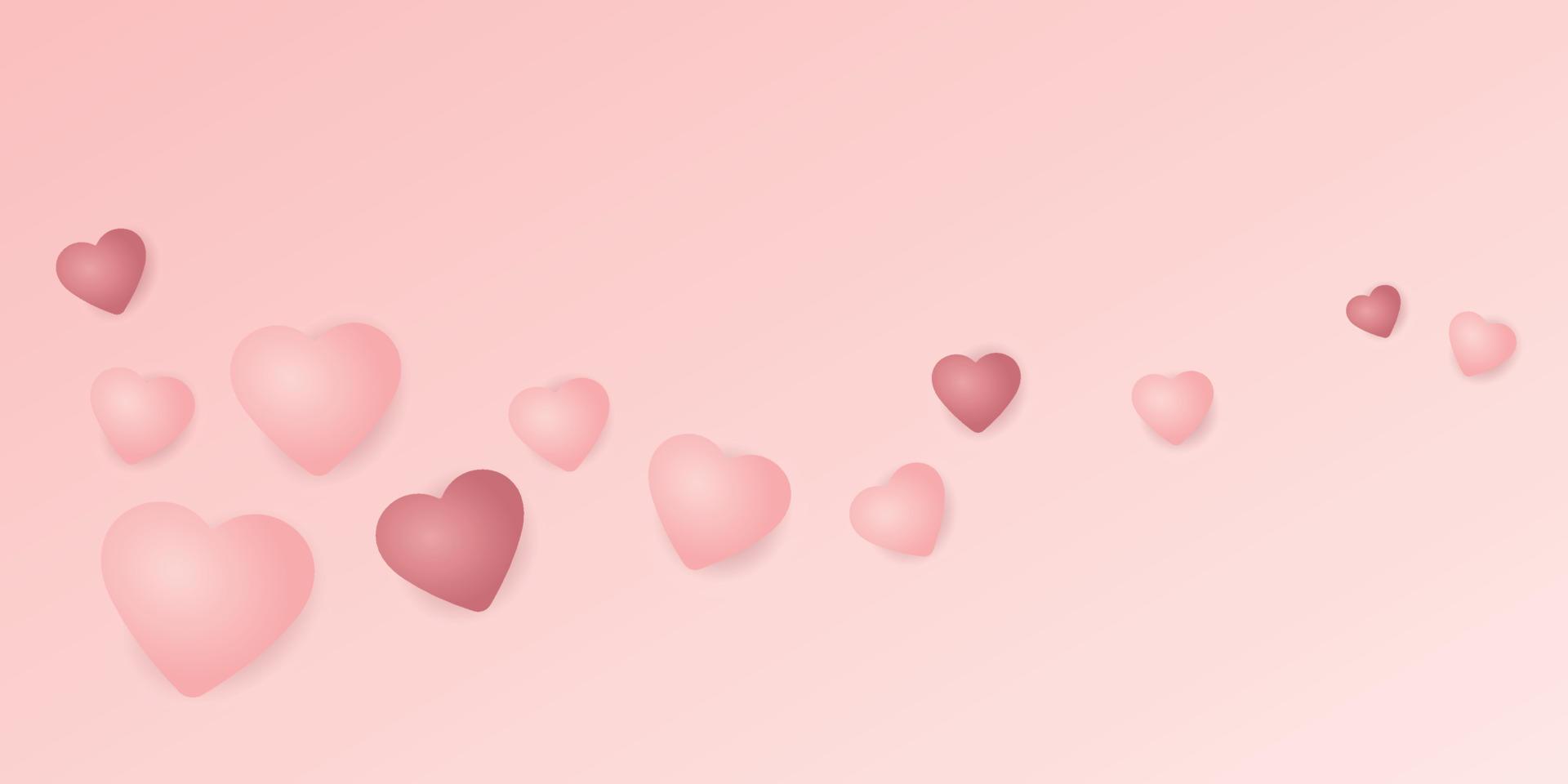 Pink heart balloons floating on pink gradient background have blank space for advertisement wording. Valentine's Day greeting card. vector