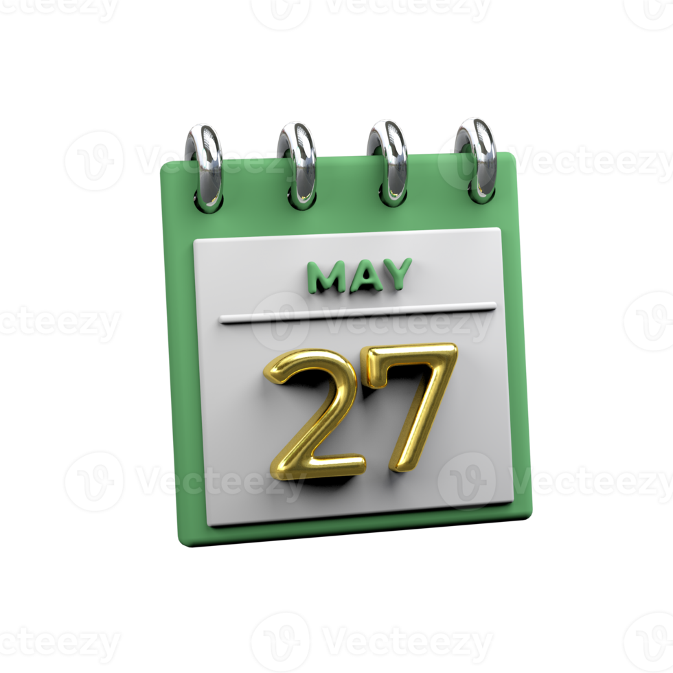calendrier mensuel 27 mai rendu 3d png
