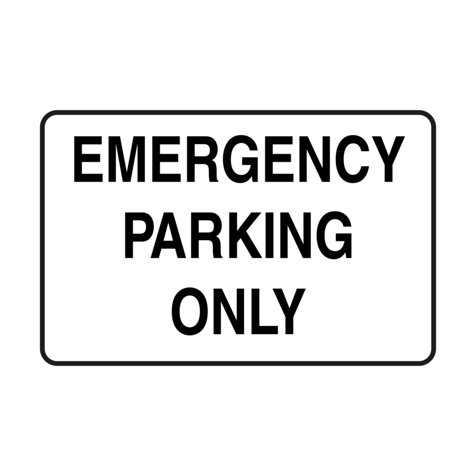 Emergency Parking Only Warning Road Sign on Transparent Background png