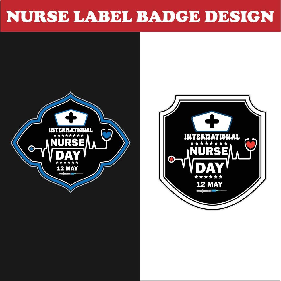 Nurse monogram label badge design vector