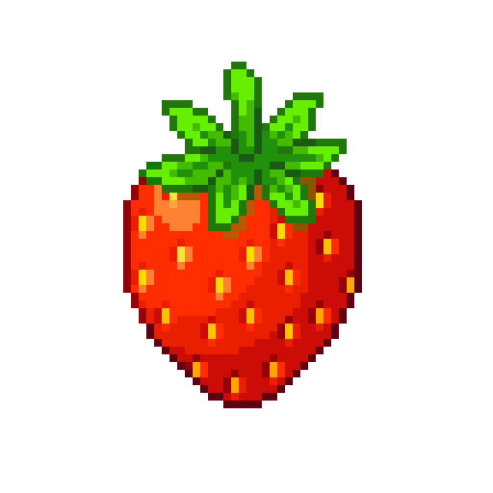 An 8 bit retro styled pixel art illustration of a strawberry. png