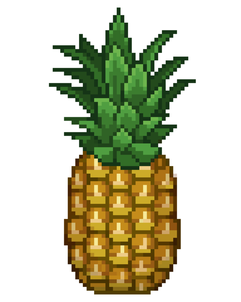 An 8 bit retro styled pixel art illustration of a pineapple. png