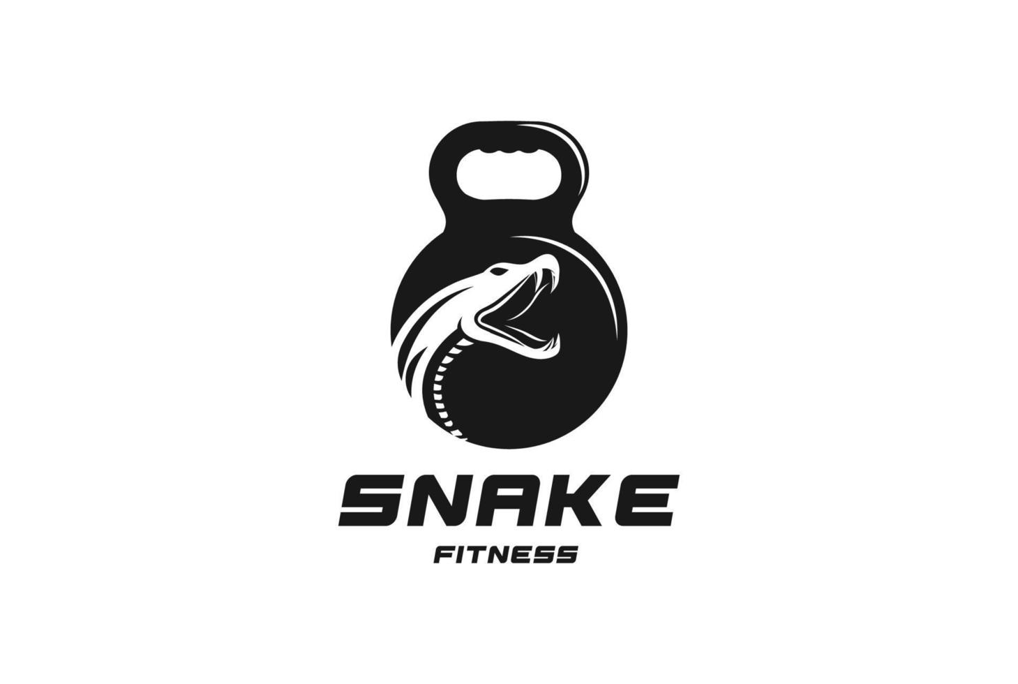 Vintage Python Cobra Anaconda Viper Mamba Snake with Kettle Bell for Gym Fitness Sport Club Logo vector