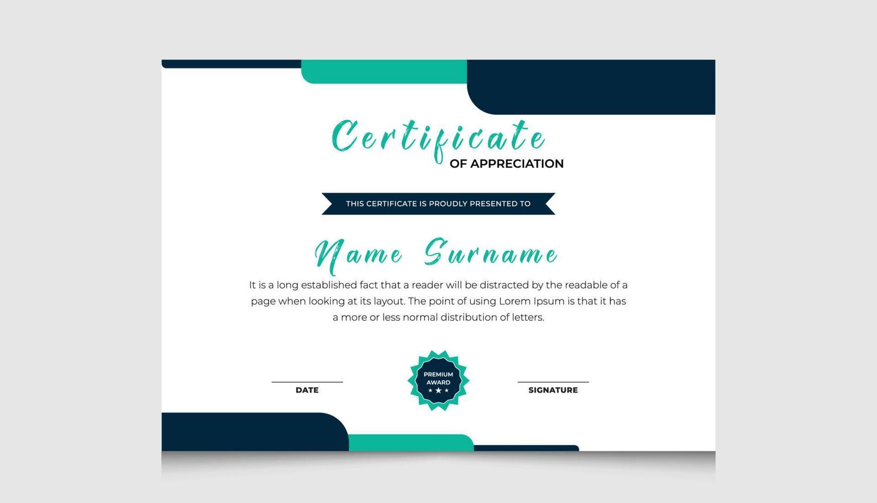 Award certificate template, Appreciation and Achievement certificate template, Diploma vector certificate design with geometric layout.