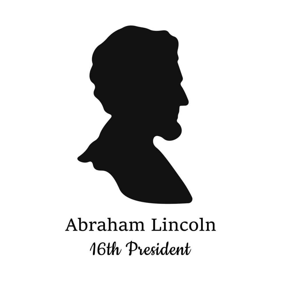 silueta del decimosexto presidente de américa abraham lincoln. ilustración vectorial aislada sobre fondo blanco. vector