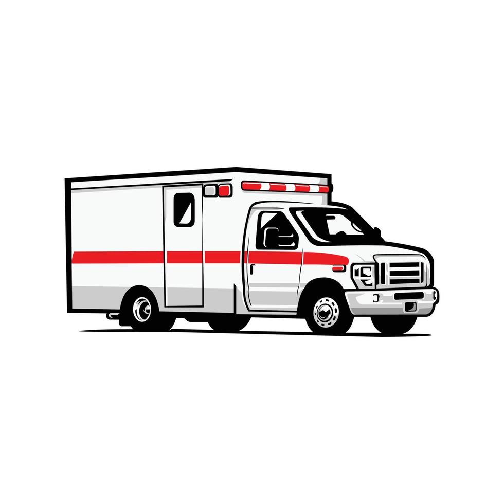Ambulance vector side view isolated. Ambulance vector art illustration