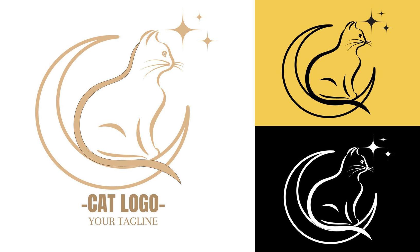 ilustración de diseño de vector de logotipo minimalista de gato, logotipos modernos