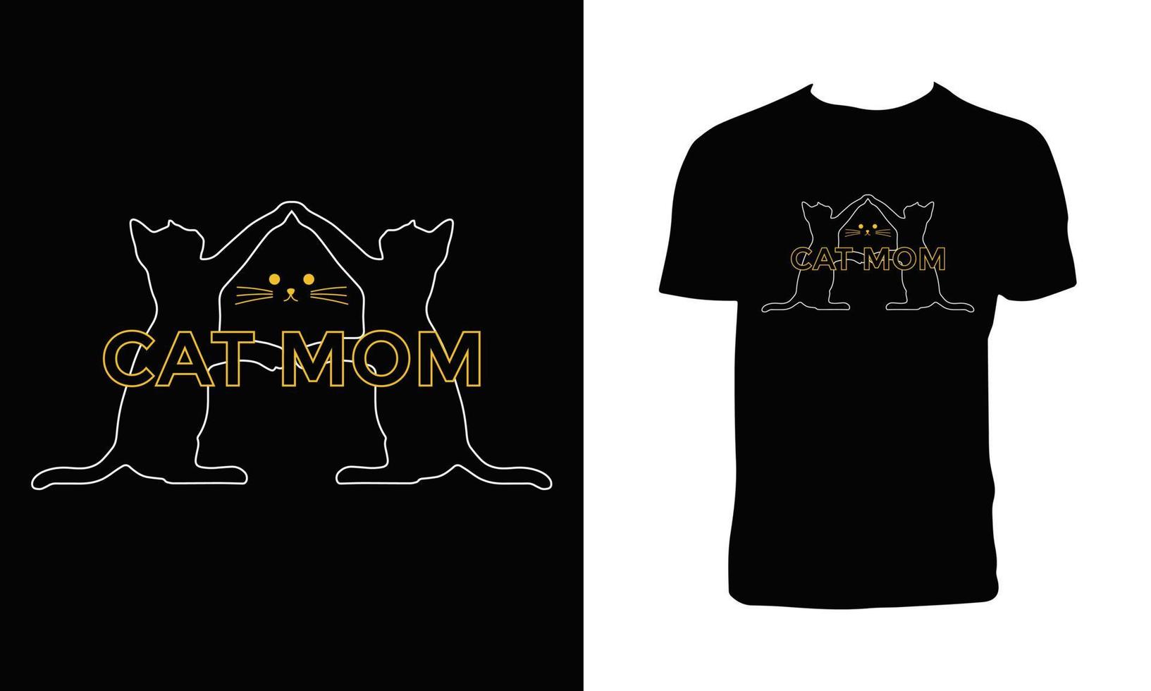 Cute Cat Vector T Shirt Design.