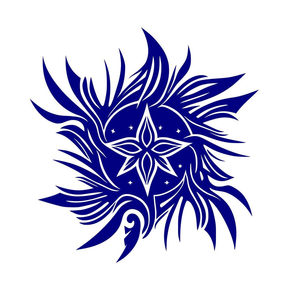 estrella ornamental azul. ilustración vectorial aislada para logotipo, mascota, signo, emblema, camiseta, bordado, elaboración, sublimación, tatuaje. vector