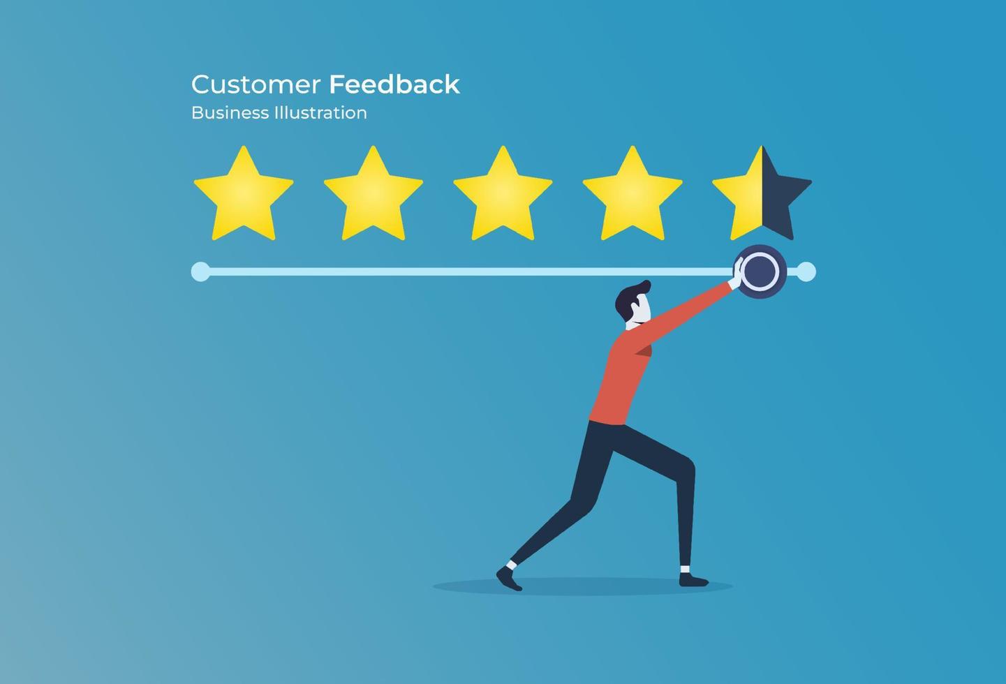Customer feedback review give stars rating, best product quality of user experience, survey evaluation of products vector