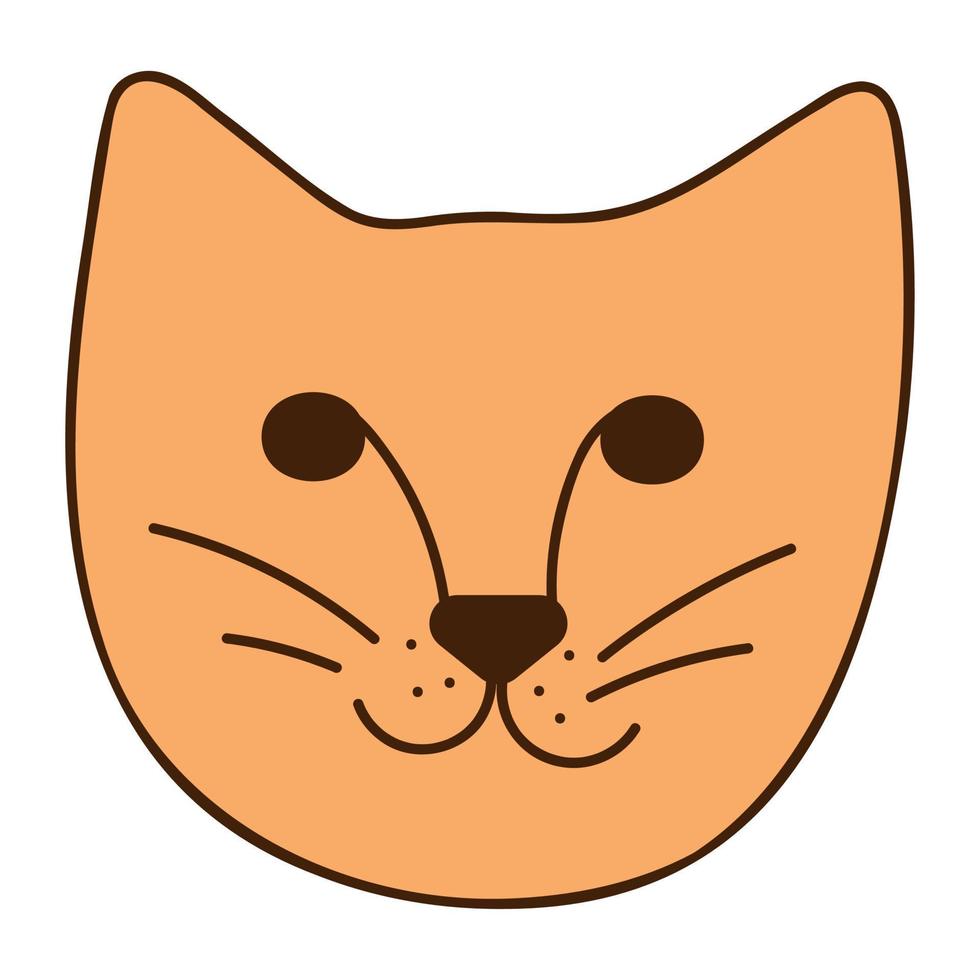 Cute doodle fox face from the collection of girly stickers. Cartoon vector color illustration.