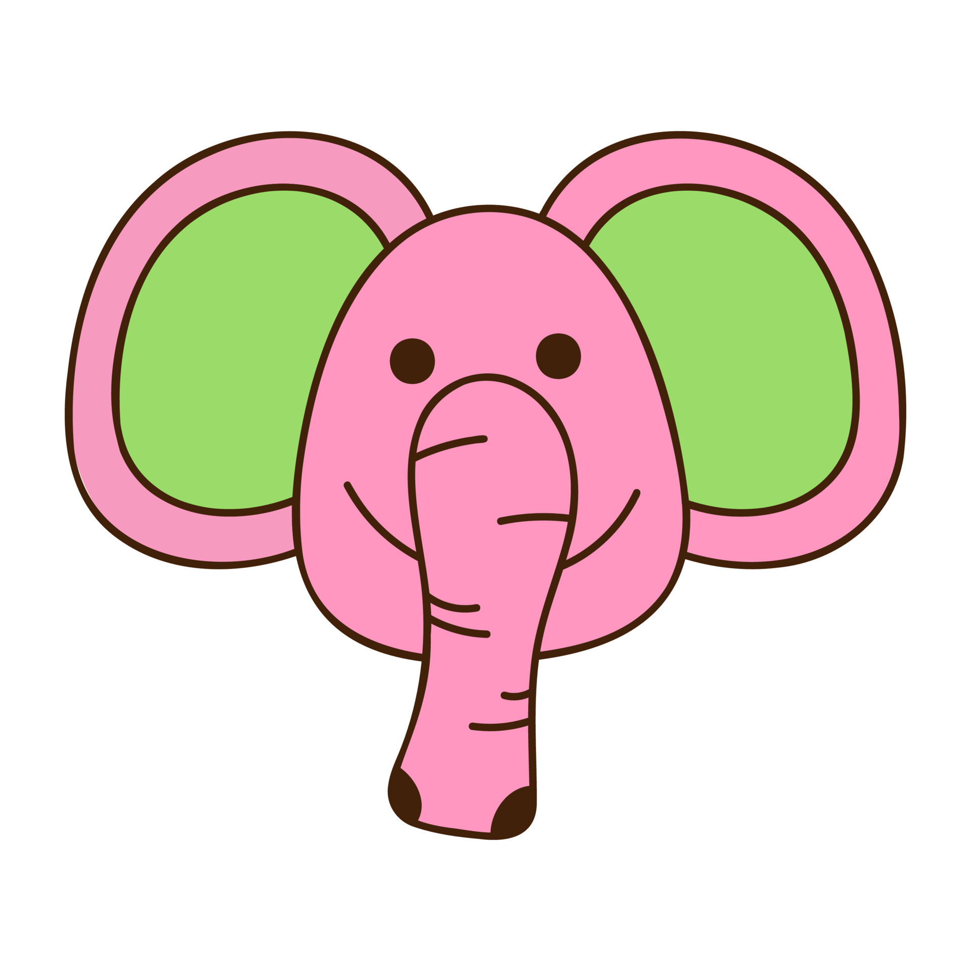 Cute doodle elephant face from the collection of girly stickers