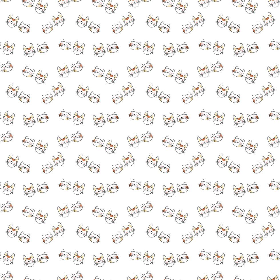 Pattern 2023. Seamless pattern with the symbols of the year a cat and a hare. Cartoon vector illustration.