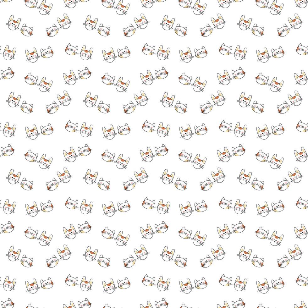 Pattern 2023. Seamless pattern with the symbols of the year a cat and a hare. Cartoon vector illustration.