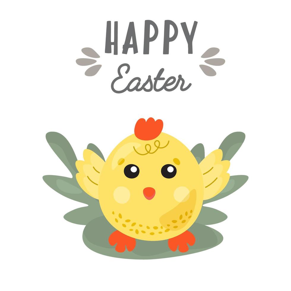 ilustración de pascua con lindo símbolo de pollo vectorial. gráfico de personajes de Pascua. tarjetas de feliz día de pascua. caza de huevos. para decoración de pascua, impresión, página web. lindo increíble diseño de primavera. vector