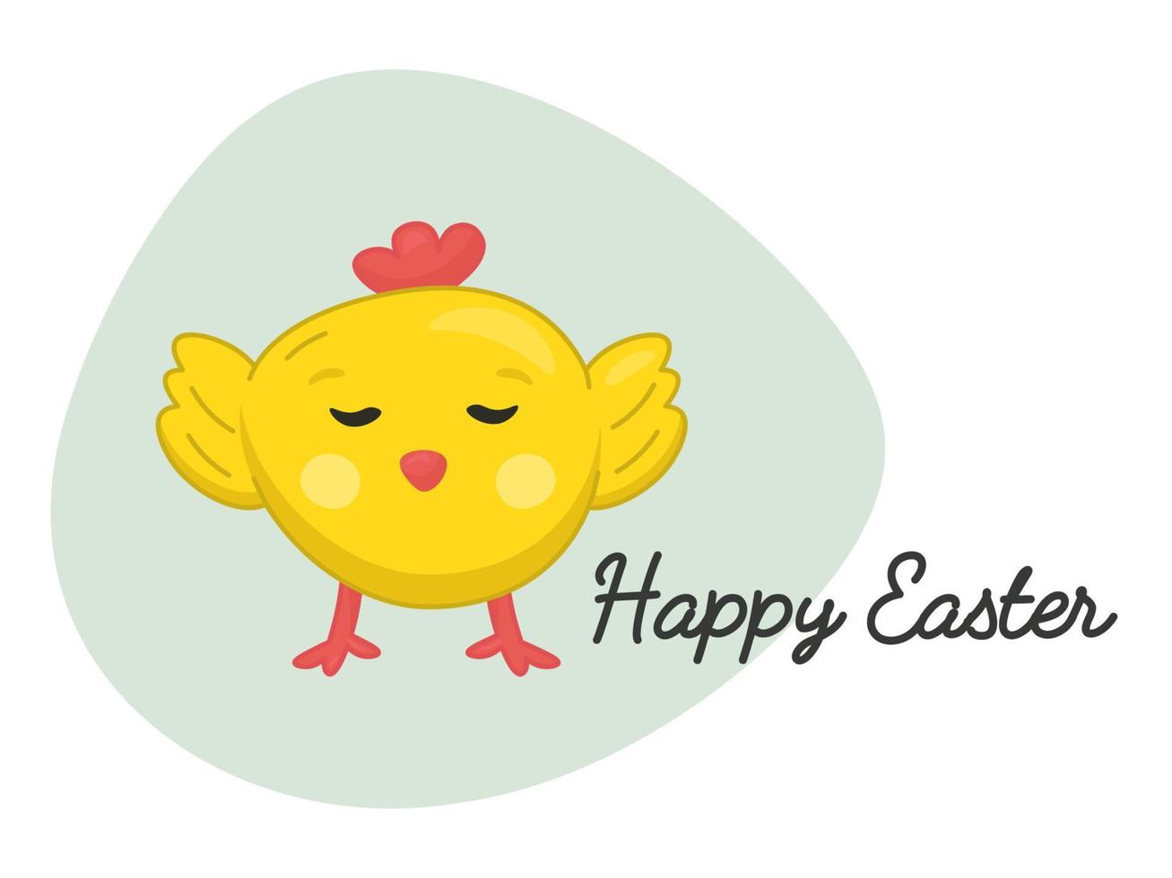 Easter character graphic design with cute vector chicken. Happy Easter day cards. Eggs hunt. For Easter decoration, printing, web page. Cute amazing spring design.