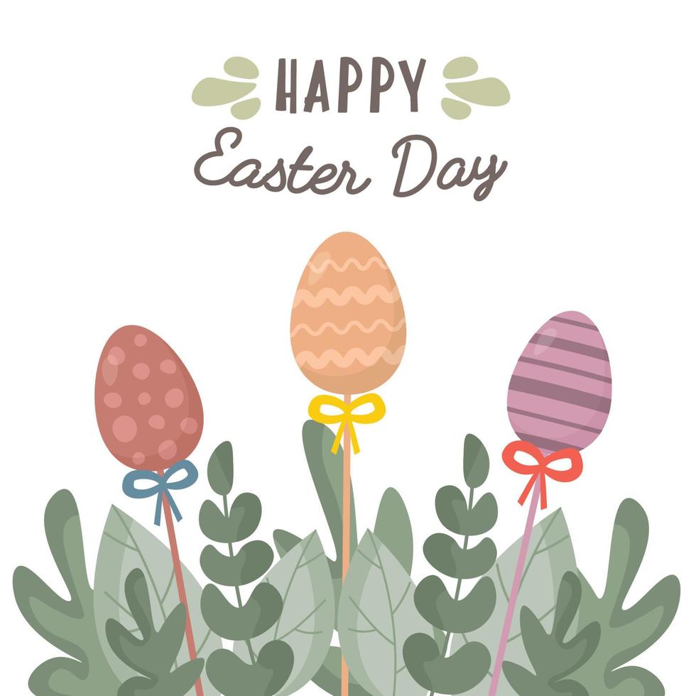 Happy Easter day card with eggs with prints. Eggs hunt. For Easter decoration, printing, gifts, web page. Cute amazing design. Easter greetings. vector