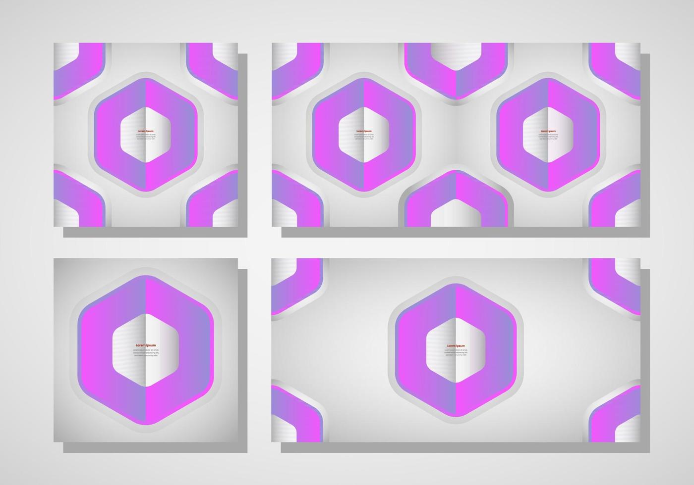establecer plantilla de banner con formas hexagonales y colores violetas eps10. Fondo de redes sociales y promociones. vector
