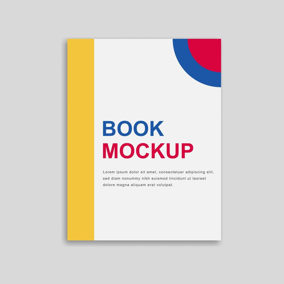 Softcover book mockup template design on gray background. Vector illustration. EPS 10.