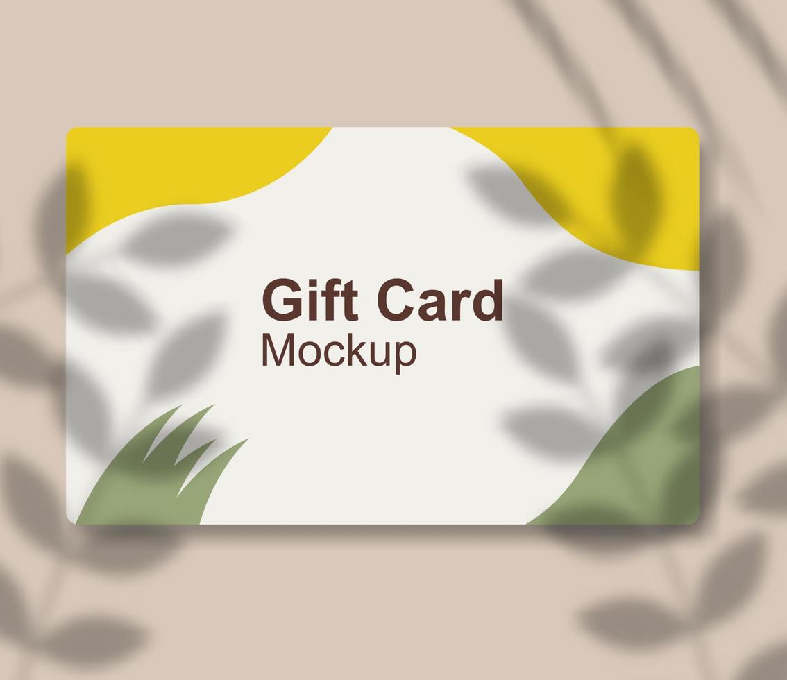 Realistic gift card mockup template design with shadow overlay. Vector illustration. EPS 10.