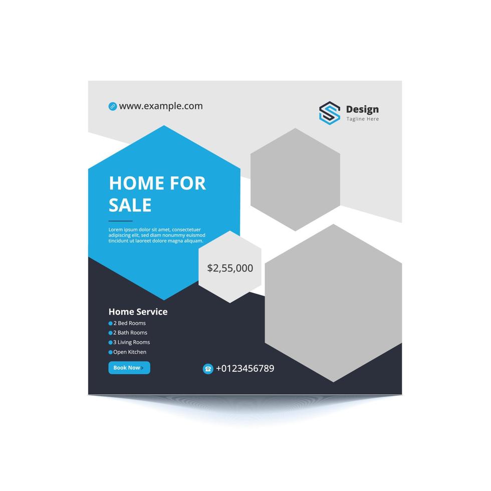 Home For sale social media post design vector